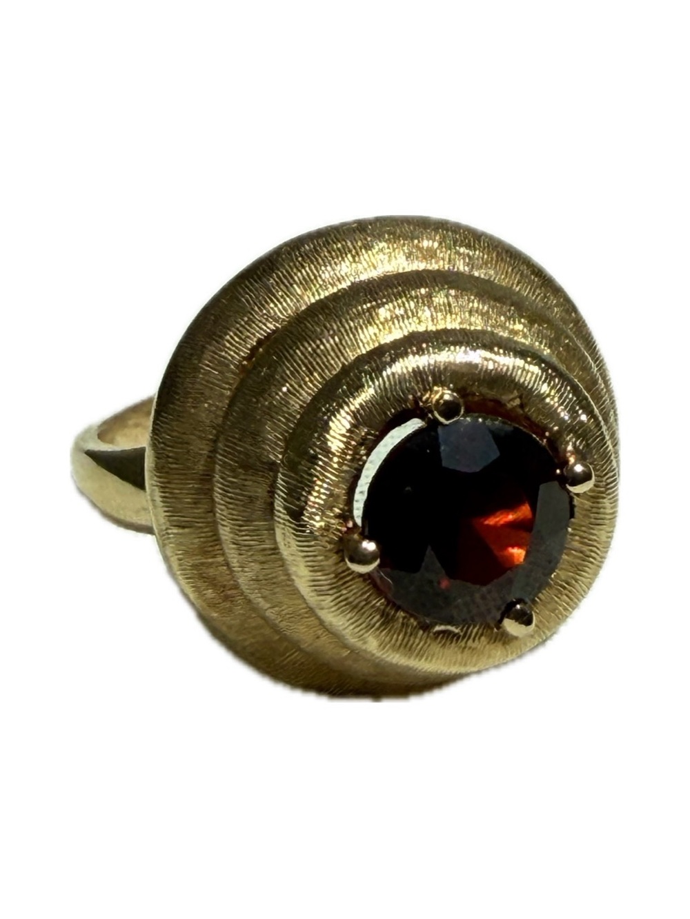 14k yellow gold vintage artistic solid gold ring with garnet